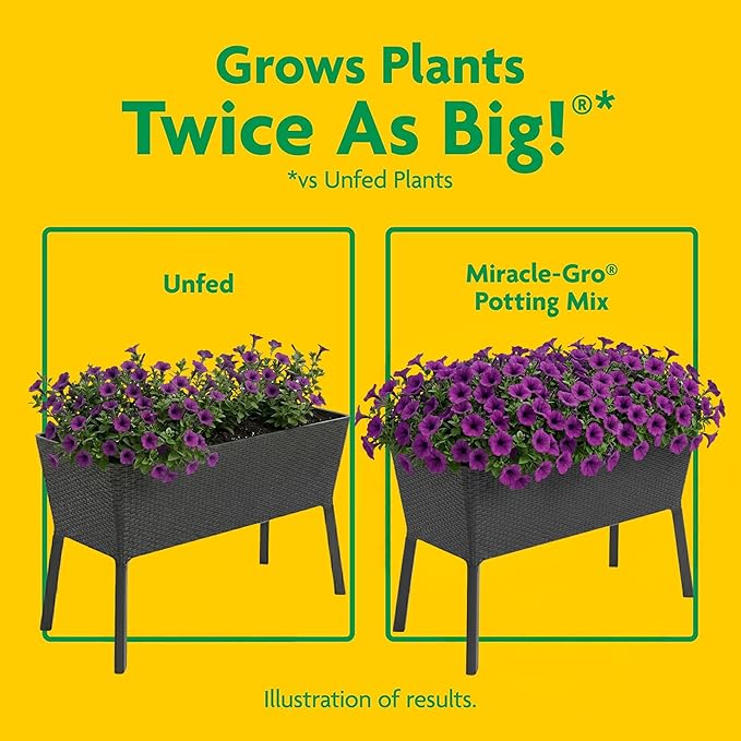 Miracle-Gro 2 Pack Potting Soil Mix for Container Plants, Flowers, Vegetables, Shrubs, Annuals, and Perennials, Feeds for Up to 6 Months, 2 Cu Ft