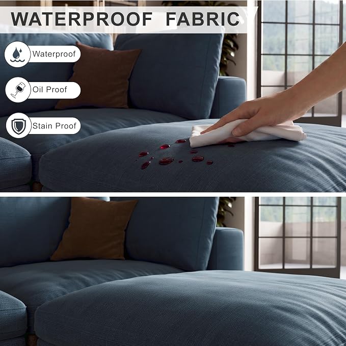 Cloud Sectional Couch with Washable Cover, Wide Deep Seat Modular Sectional Sofa for Living Room, Only Single Seat, Blue