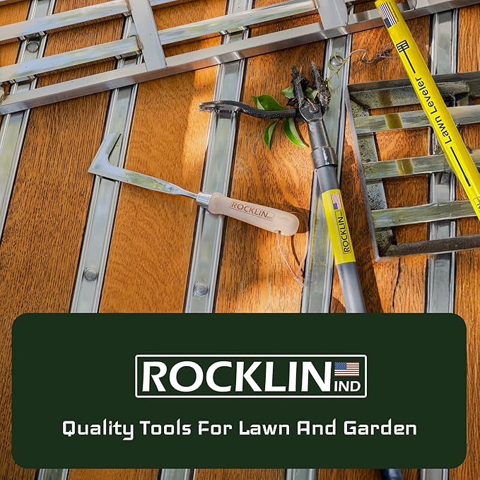 Rocklin New Heavy-Duty Rotary Cultivator Tool - 2X the Steel - 60” Extra Long Handle - Steel Tines - Heavy Duty - for All Soils - Till, Aerate, Weed, or Mix