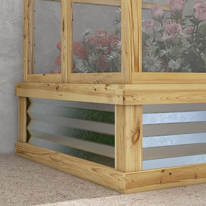 35.5Wx31.5Dx36H Weather-Protective Cold FFor rame Garden Bed, Twin-Wall Polycarbonate, Ventilated Climate Management, Natural Silver