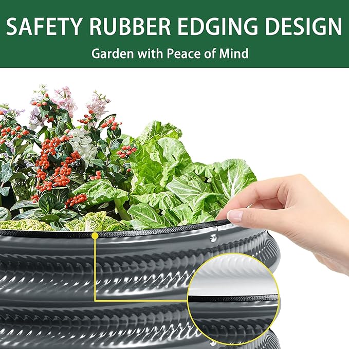 Gartist 2 pcs 2×2×1 ft Round Metal Raised Garden Bed, Light Green Galvanized Outdoor Planter Box for Vegetables, Fruits, Flowers & Herbs