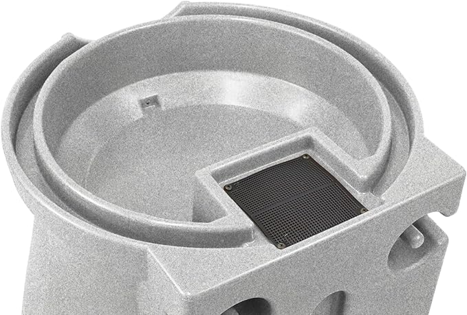 Good Ideas Rain Saver 50 Gallon Urn Shaped Water Storage Barrel with Planter and 2 Metal Spigots, Light Granite