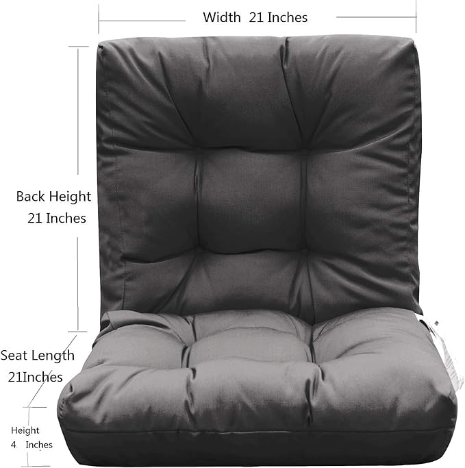 QILLOWAY Outdoor Chair Cushion for Patio Furniture, Waterproof Patio Cushions with Ties, Fade Resistant Replacement Pads for Outdoor Rocking Chairs,Dark Grey