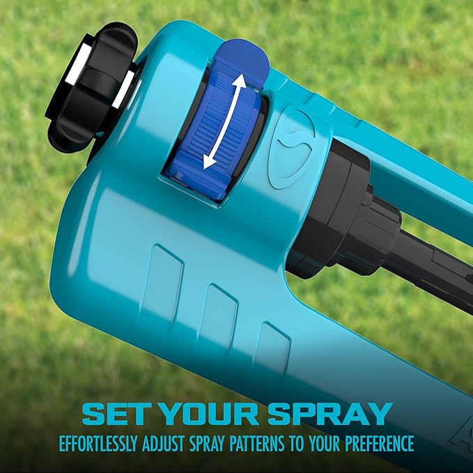 Aqua Joe SJI-OMS16 Indestructible Oscillating Sprinkler with Adjustable Spray and Metal Base, 3600 Sq. Ft. Coverage Max, 70-Foot Distance, and 37.8-Foot Width
