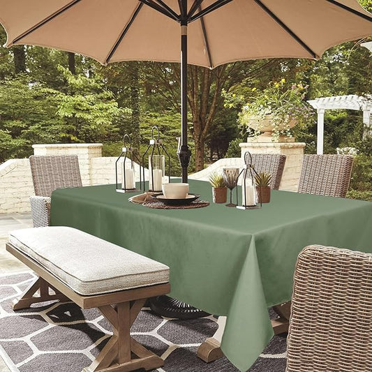 Outdoor Tablecloth Wrinkle-Free Stain Resistant Waterproof Polyester Fabric Table Cover with Zipper Umbrella Hole for Picnic/Party/Dinner/Patio Garden(60×84inch,Zippered,Sage Green)