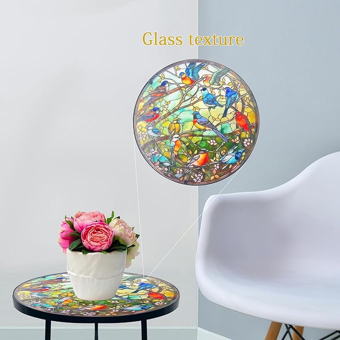 Mosaic Hummingbird Outdoor Side Tea Table, Glass Plant Tables Indoor Decorative Metal Patio Table, Outdoor Tables Unique Furniture - Weather-Resistant Patio Valentine's Day Decor