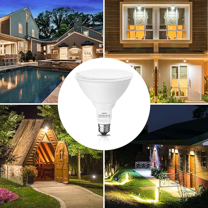 PAR38 LED Outdoor Flood Light Bulbs 4 Pack，Dimmable 20W(200W Equivalent) E26 Base Flood Light Bulbs,2700K Soft White 1800 Lumens LED Flood Light for Outdoor Garden,Garage,Yards