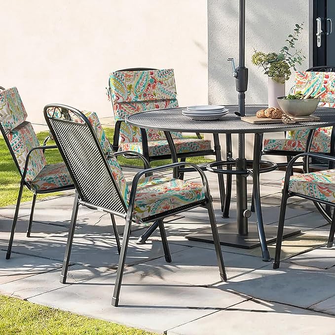 DYTXIII Outdoor High Back Chair Cushions Set of 2, 44"x22" Water Repellent Patio Seat Cushions with Elastic Sponge, All Weather Chair Pads for Rocking, Dining Chairs, Patio Furniture - Pretty Paisley