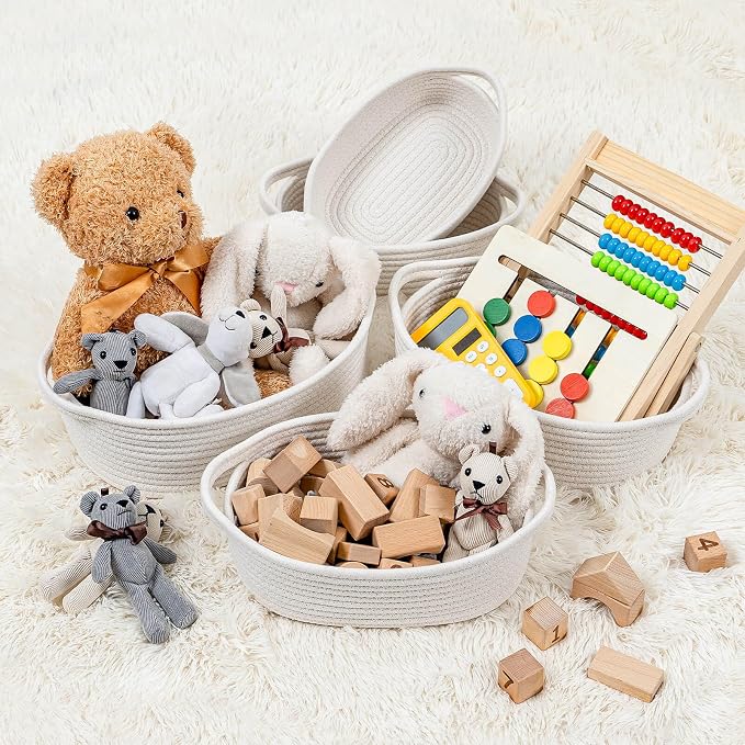 CubesLand Small Woven Rope Toys Basket for Organizing Set 5