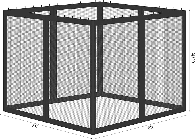 Gazebo Universal Replacement Mosquito Netting, 8' x 8' Outdoor Mesh Netting Screen 4-Panel Sidewall with Zipper for Patio, Canopy, Garden and Backyard, Black(Mosquito Net Only)