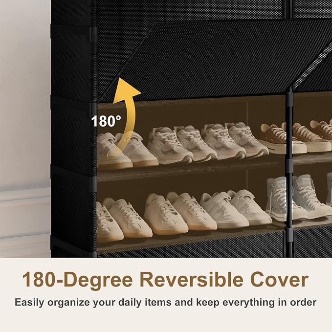 2 by 9 Tier Shoe Cabinet, 54-Pair Storage for Closet,Black