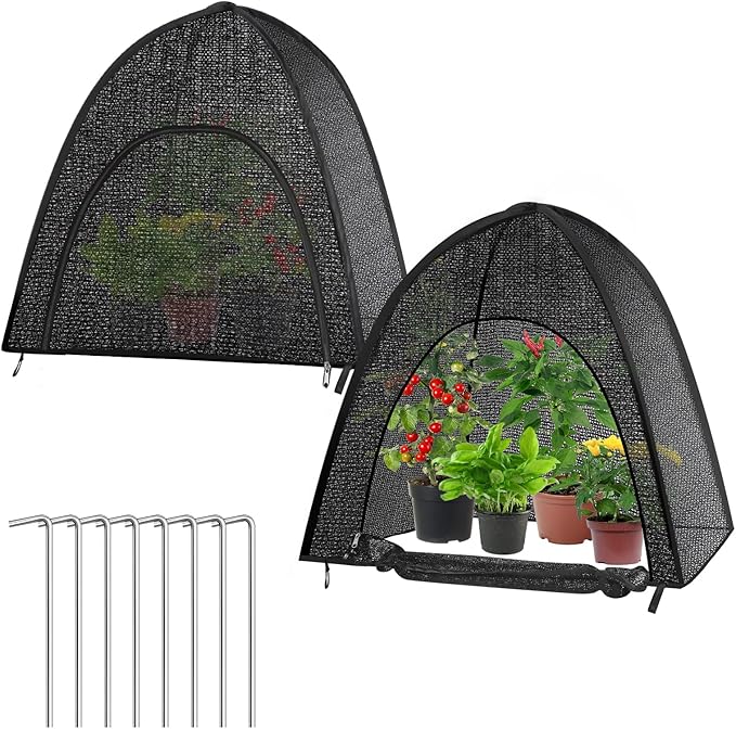 2 Pack Plant Shade Tent, Plant Shades for Outdoor Plants, UV Resisitant 50% Sunblock Shade for Plants Sun Protection, Plant Shade Cover for Flower Potted Plants (22x22x23Inch)