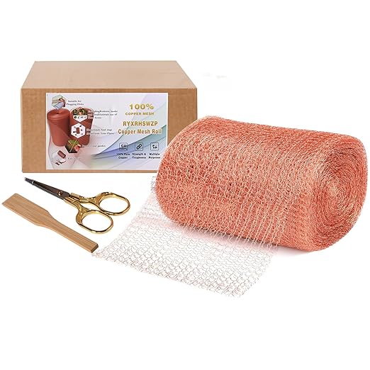 Copper Mesh Rodent Control Copper Wool for Slugs Mice Pest Snail Bird Control 5" x 32 ft Copper Wire for Weep Hole Covers Rodent Mesh