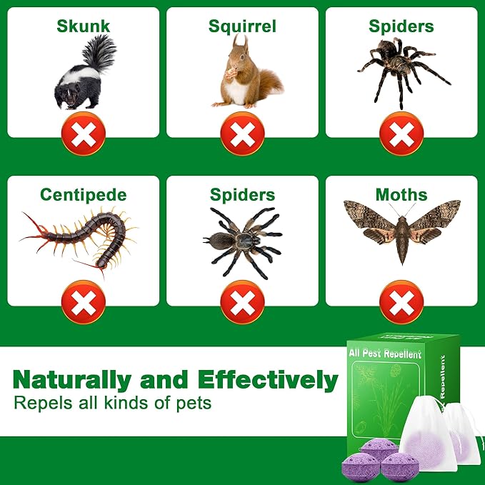 24 Pack Skunk Repellent Outdoor - Raccoon Repellent for Indoor Outdoor, Natural Peppermint Oil Skunk Rodent Safe for Pets & Kids Repels Skunk Raccoon