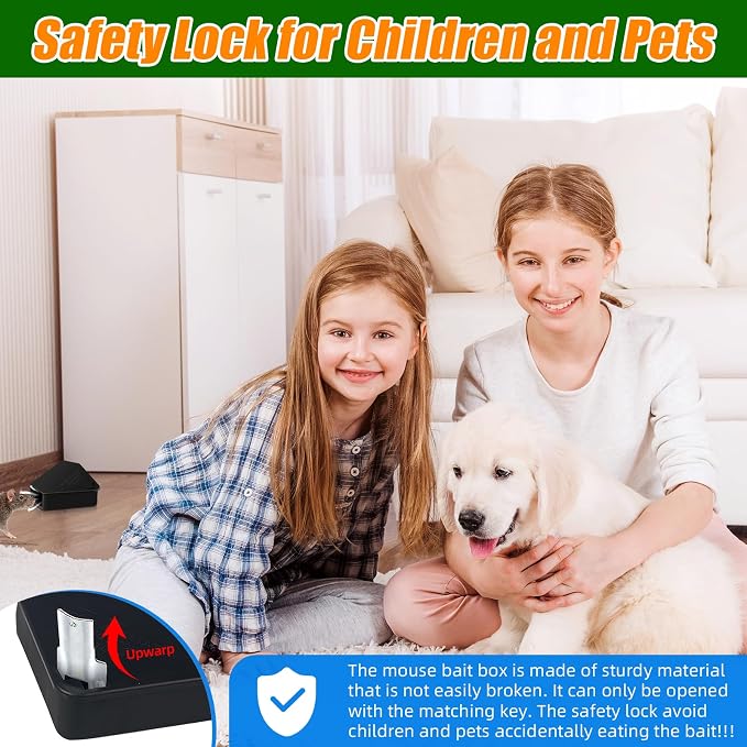 Mouse Bait Station Outdoor Indoor with Keys, 8 Pack Reusable Rat Bait Stations, Mice Stations, Keep Children and Pets Safe, Bait Station Box for Kitchen Garage Patio(Bait is not Included)
