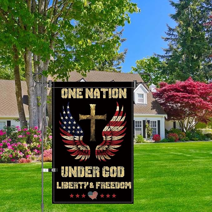 12X18INCH 250th Anniversary USA 1776-2026,Eagle Cross Design One Nation Under God Garden Flag Patriotic Signs Hanging Decor Outdoor Yard Decor (Z)