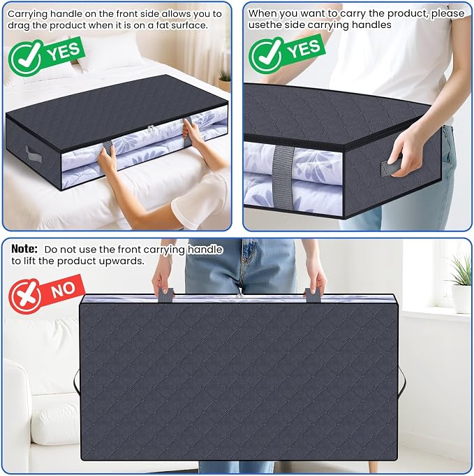 TasticTotes 4 Pack Under Bed Storage Containers, 90L Blanket Storage Bags