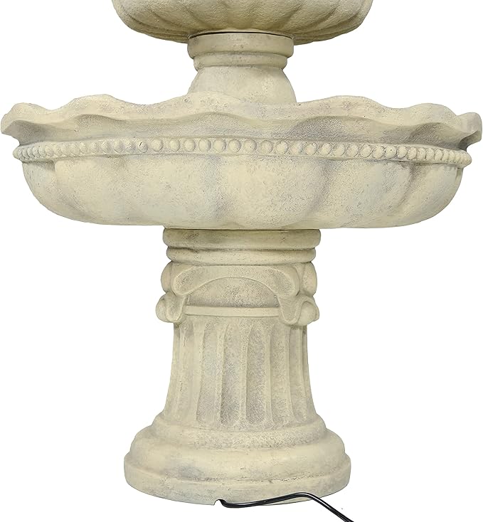 Sunnydaze 51-Inch 3-Tier Water Fountain – Electric Outdoor Fountain with Pineapple Top – Outdoor Patio & Garden Water Feature – Continuous Flow Pump with 6 ft Cord – White