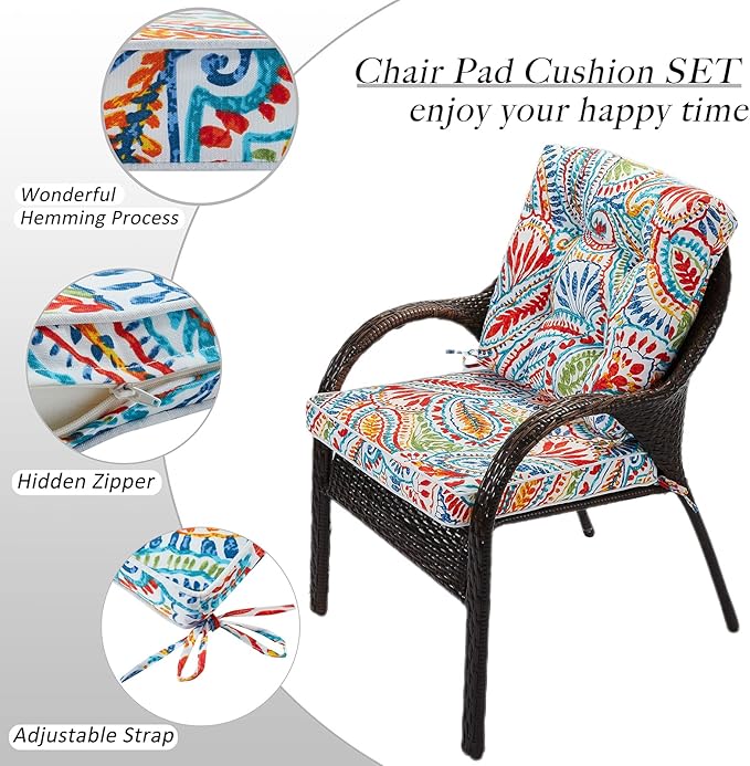 JMGBird Outdoor Chair Cushions Set - 19"x19" Deep Seat & Back Cushions, Water-Resistant Tufted Pillows for Patio Furniture