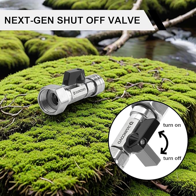 Raincovo Garden Hose Shut Off Valve to Pressure Washer Adapter, 3/4" GHT to 1/4" Quick Connect, Convert Water Hose into Power Washer Nozzle Tips, Car Washing Nozzle & Hose Attachment