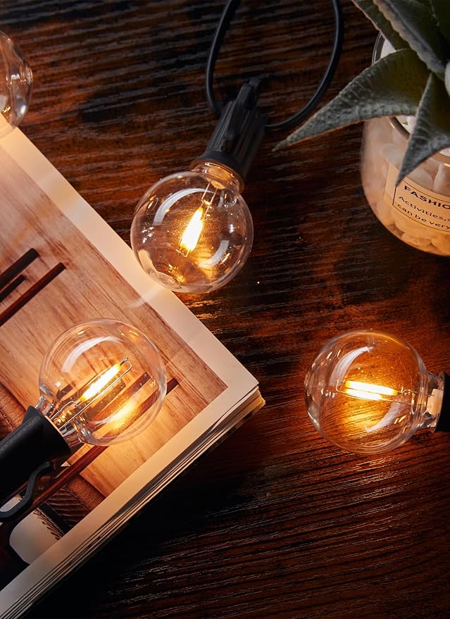 Brightown 25 Pack G40 LED Replacement Bulbs, E12 Base, 2200K Warm White, Shatterproof Waterproof Dimmable 1.5 Inch Globe Bulbs for Indoor & Outdoor Patio Backyard Home Lighting