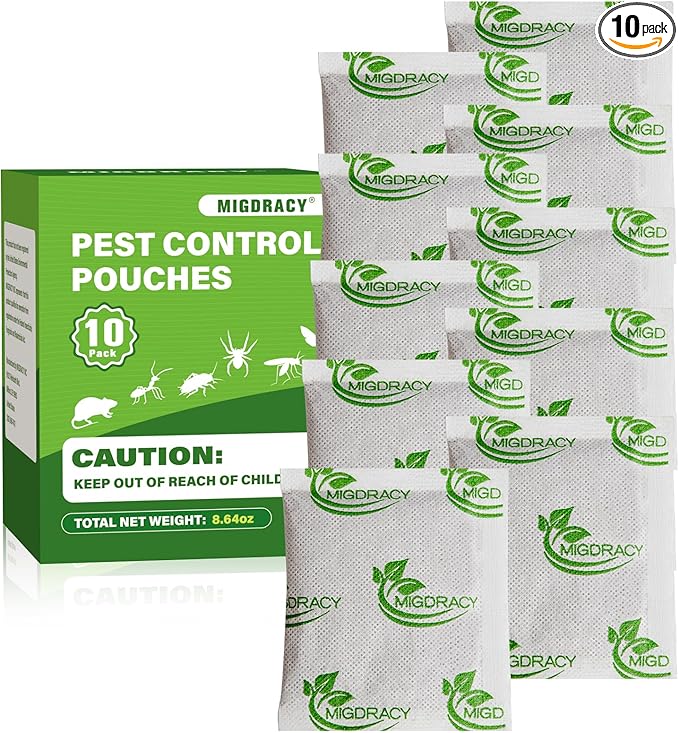 Pest Control Pouches, Insect and Mice Repellent Pouches, 10Pcs Peppermint Oil to Rat, Ant, Roach, Spider, Mosquito & Moth, Indoor Use