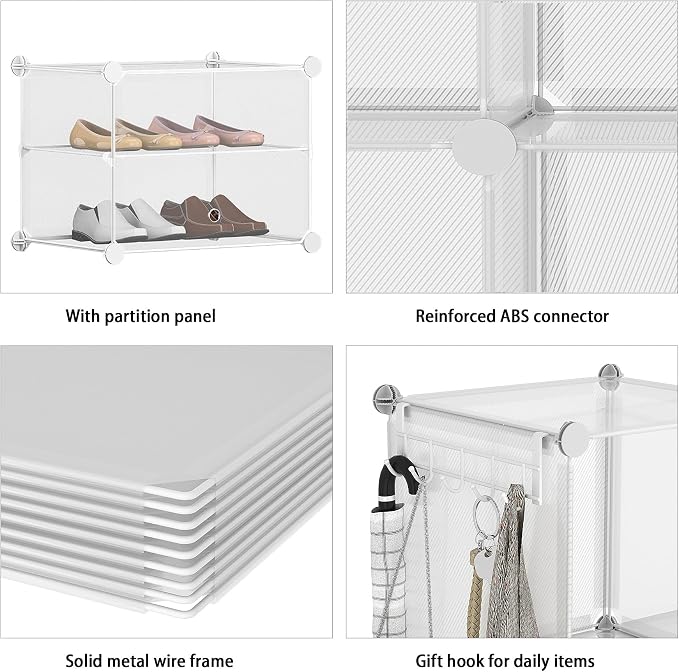 AWTATOS Closet Organizer 8 Cube Storage Shelves, Transparent Twill
