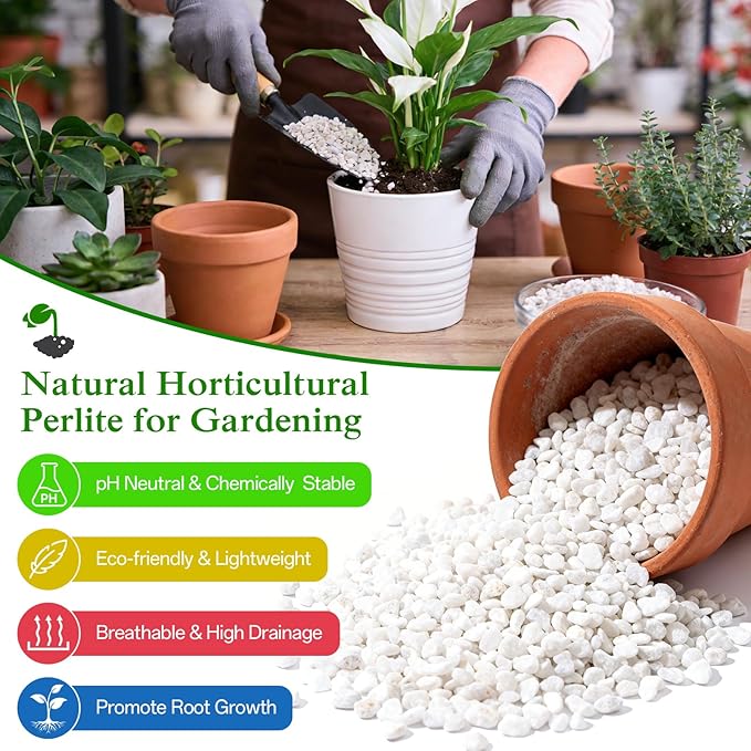 Halatool Soil Amendment 15QT Perlite for Plants Gardening Indoor Natural Potting Soil Mix Additive for Holding Moisture Aeration Drainage