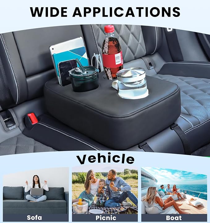 Upgraded Car Cup Holder with Dual Secure Strap Back Seat Cup Holder for Car
