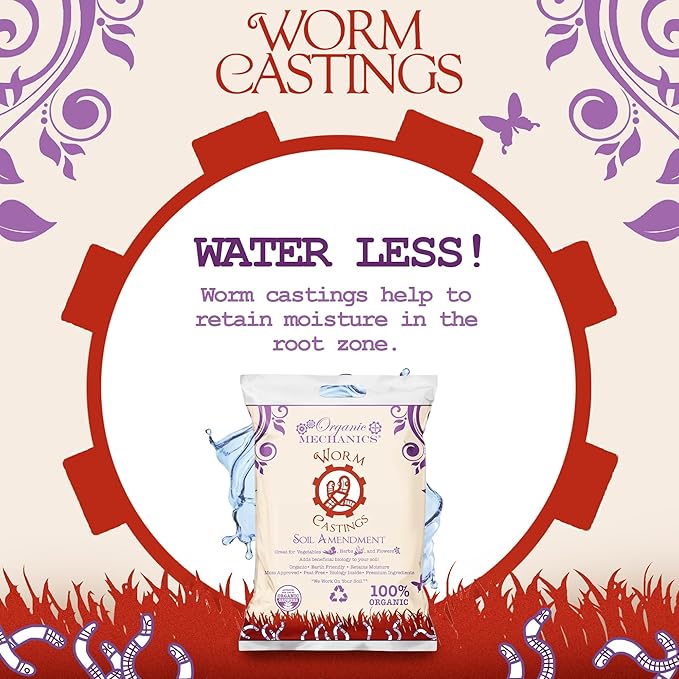 Organic Mechanics Worm Castings Soil Amendment, 5 Pound - Enhances Soil Structure & Retains Moisture for All Plants, Houseplants, Vegetables, Herbs, and Flowers - Peat-Free & Eco-Friendly