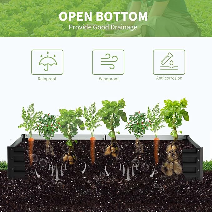 DoCred Galvanized Raised Garden Bed with PVC Cover, 72.8" x 37.4" x 47.2" Metal Planter Bottomless Box w/ Roll-Up Window, Mini Greenhouse Tent for Outdoor Growing Vegetables Flower Fruit