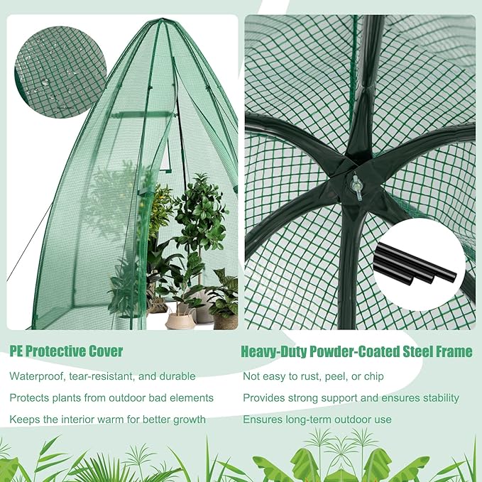 S AFSTAR Portable Mini Greenhouse, Garden Greenhouse W/ All-Weather PE Cover, Roll-up Door, Mesh Window, Outdoor Plant Green-House for Cold & Frost Protection, Garden Tent for Pot Plant