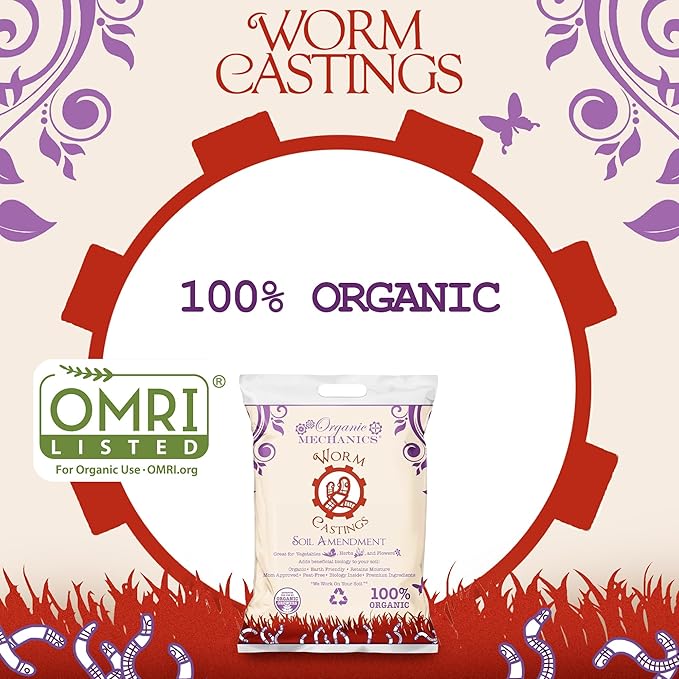 Organic Mechanics Worm Castings Soil Amendment, 5 Pound - Enhances Soil Structure & Retains Moisture for All Plants, Houseplants, Vegetables, Herbs, and Flowers - Peat-Free & Eco-Friendly