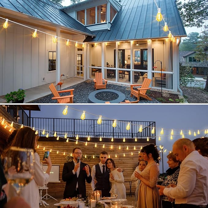 Larkvue 75FT LED Outdoor String Lights S11 Dimmable Patio Light, with 22+2 Waterproof Shatterproof Edison 2700K Bulbs for Porch Garden Wedding, White