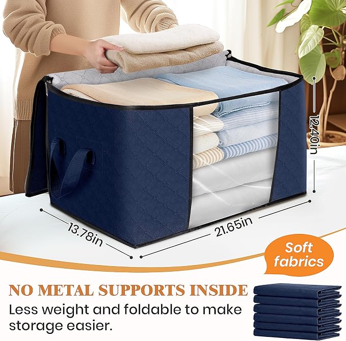 Fab totes 8 Pack Storage Bags for Clothes Blanket Storage Bins with Lids