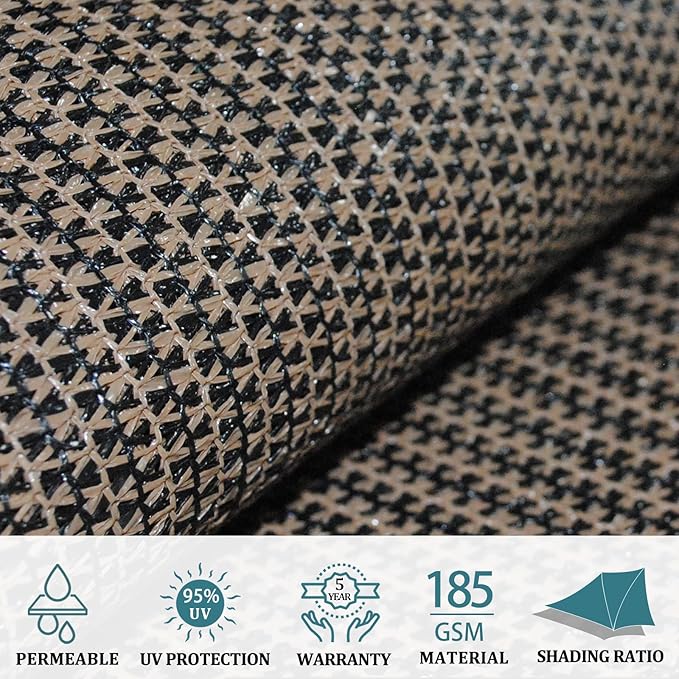 Shade&Beyond Custom PPR810 4'x8' Sun Shade Sail Canopy Rectangle, UV Block Sunshade for Backyard Yard Deck Outdoor Facility and Activities, Mocha, (We Make Custom Size)
