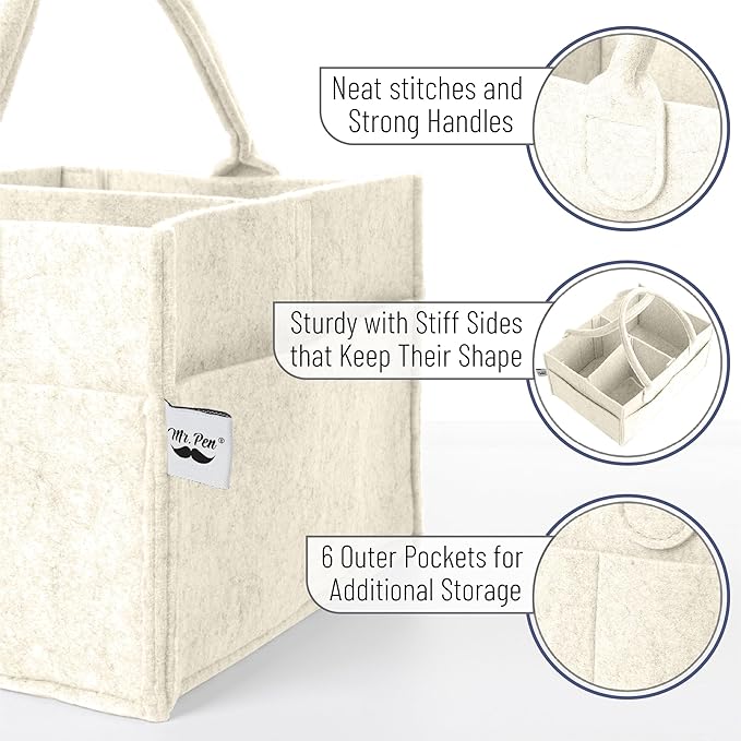 Mr. Pen- Baby Diaper Caddy Organizer, 2 Pack, Beige