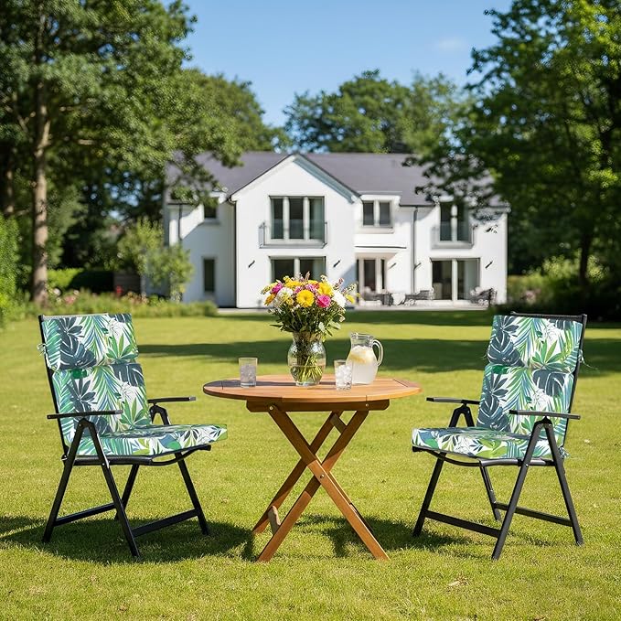 DYTXIII Outdoor High Back Chair Cushions Set of 2, 44"x22" Water Repellent Patio Seat Cushions with Elastic Sponge, All Weather Chair Pads for Rocking, Dining, Patio Furniture - Islamorada Blue Green