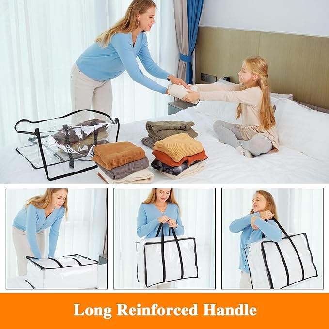Vieshful 3 Pack Clear Storage Bags for Clothes Blanket Comforter & Bedding