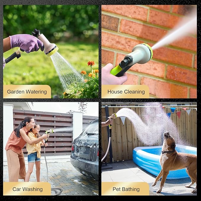 Metal Garden Hose 75FT Stainless Steel Heavy Duty Flexible Lightweight Water Hoses Pipe with 10-Function Spray Nozzle and 3/4" Solid Brass Fittings No Kink Durable for Outdoor Yard & Lawn