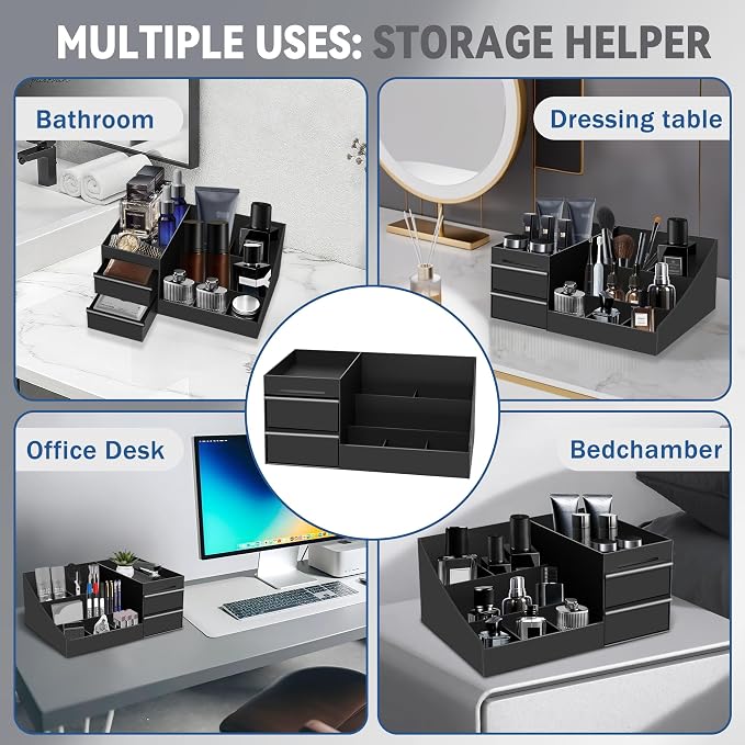 Bathroom Counter Organizer with Drawers,Cologne Organizer for Men | Bathroom Organizer, Bathroom Sink Organizer, Mens Cologne Organizer, Cologne Stand Organizer, Bedroom Essential Gifts for Men