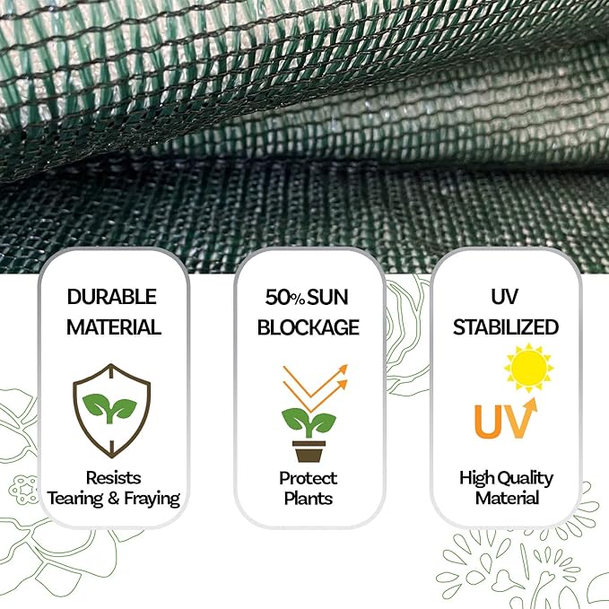 Alion Home HDPE 50% Sun Block Garden Netting Mesh (6'x6'6'', Green)
