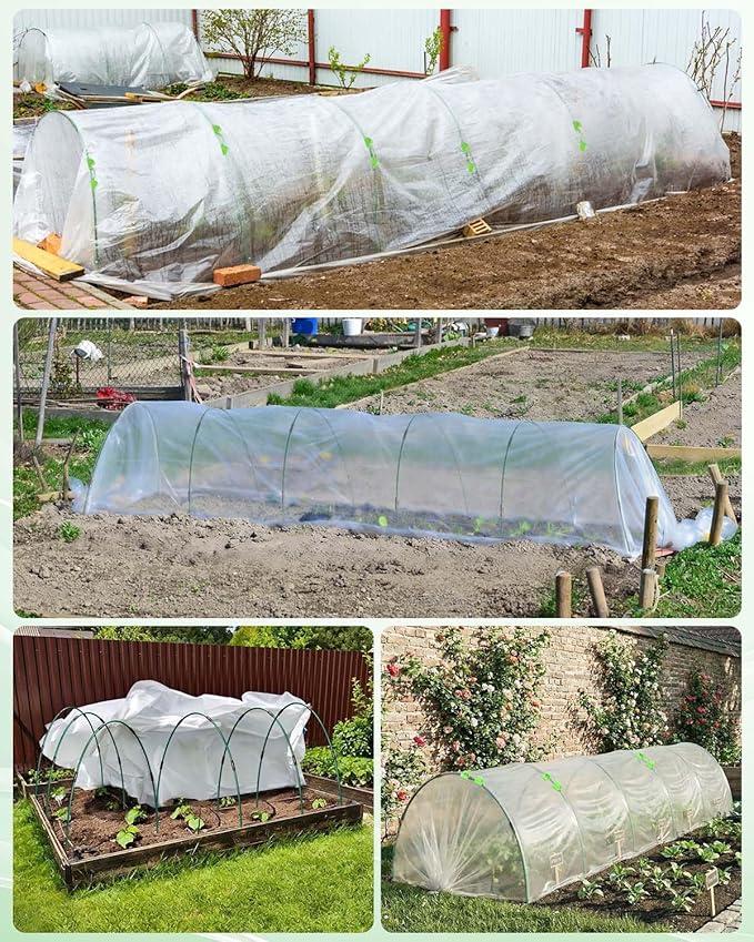 30Pcs Garden Hoops for Raised Beds, 6Sets Greenhouse Hoops Grow Tunnel, Rust-Free Fiberglass Support Hoops Frame for Netting Shade Cloth Cover, DIY Plant Support Garden Stakes