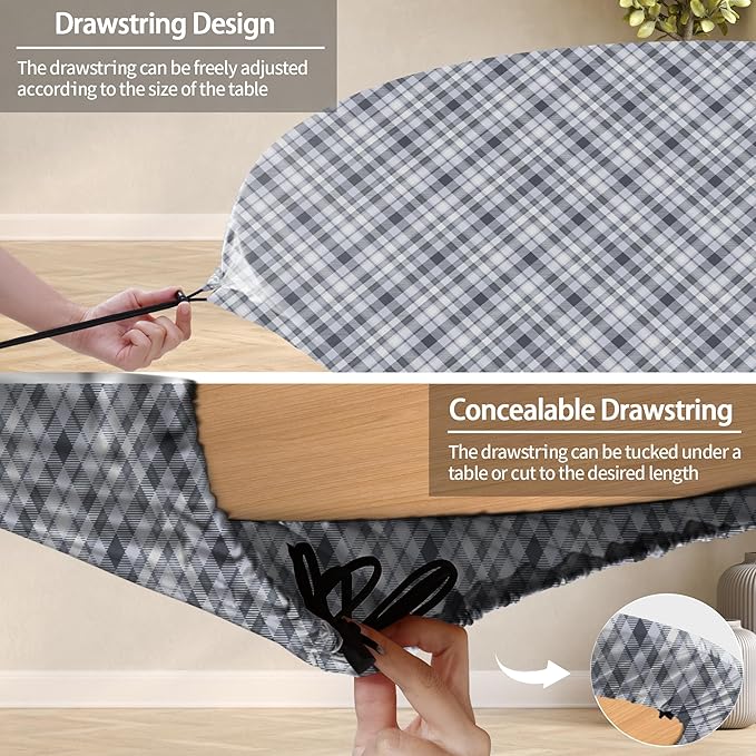 Fitted Waterproof Round Tablecloth for 36 40 41 42 44In Tables Neutral Wipe Clean Fall Table Covers Travel Essentials Camp Tools Decoraciones para Sala Party Dining Table Centerpiece Decor