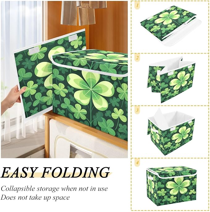 senya Large Storage Bins with Linen Patrick Collapsible Foldable Storage Cubes Fabric Closet Organizer Containers Box with Flip-Top Lid for Home Bedroom Office 16.7 x 12.6 x 11.8in