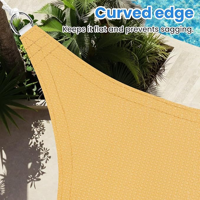 StorageTastic Triangle Sun Shade Sail - 16' x 16' x 16', UV Block Awnings for Patio Shade with Ropes Resist Wear, Tear & Fade, Breathable Sunshades for Outdoor Patio, Garden, Deck, Yard (Sand)