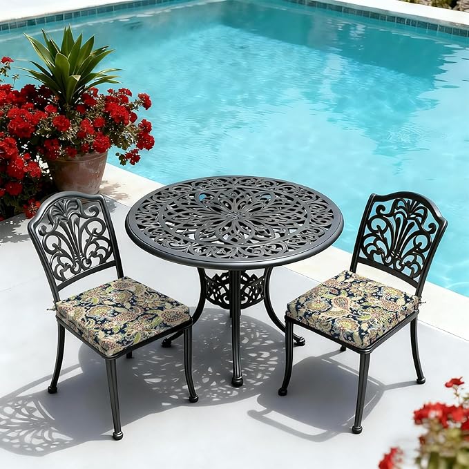 LVTXIII Outdoor Chair Cushions, Fade-Resistant Patio Furniture Cushions Outdoor Chair Pads with Ties for Dining Chairs and Garden Furniture Use, 22"x22"x3" Pack of 2, Paisley Sapphire Blue