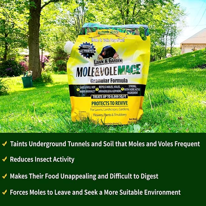 Nature's MACE Mole & Vole MACE – Yard & Garden Granules, Castor Oil Formula, Outdoor Use, Plant & Pet Safe, 352 Fl Oz (Pack of 1)