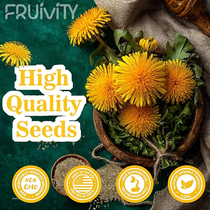 Dandelion Seeds (0.18oz - 5000+ Seeds) - Heirloom Taraxacum officinale - Non-GMO Edible Herb for Planting - Medicinal Roots, Leaves & Flowers - Pollinator-Friendly Perennial for Garden