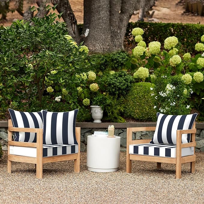 LVTXIII Outdoor/Indoor Deep Seat Cushion Patio Seat and Back Cushion Set All-Weather Replacement Chair Cushion for Garden Furniture Decoration, 24"x24"x4", Cabana Navy